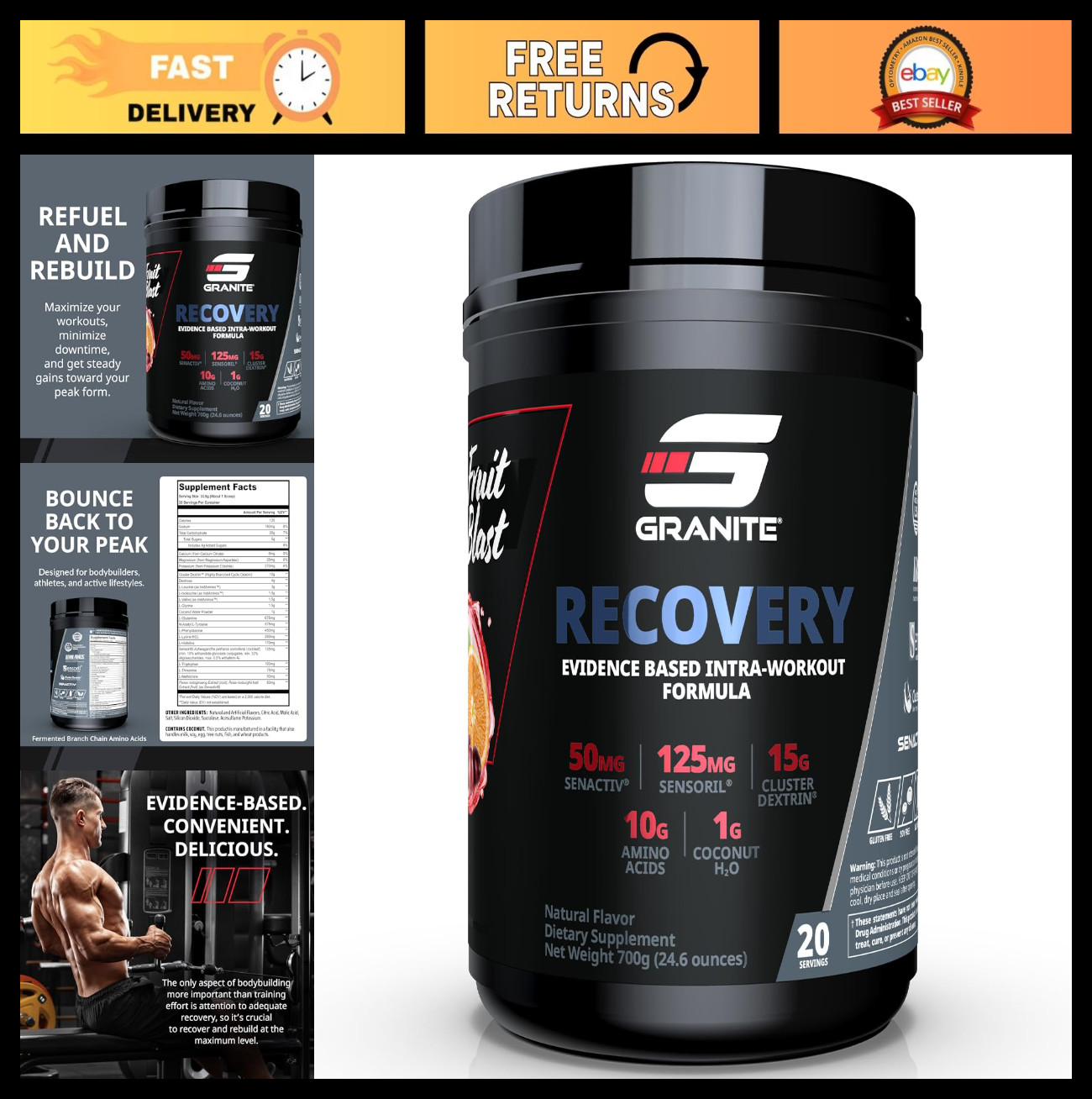 Premium Intra-Workout Drink – EAAs, Cluster Dextrin, Sensoril & Senactiv – Fruit