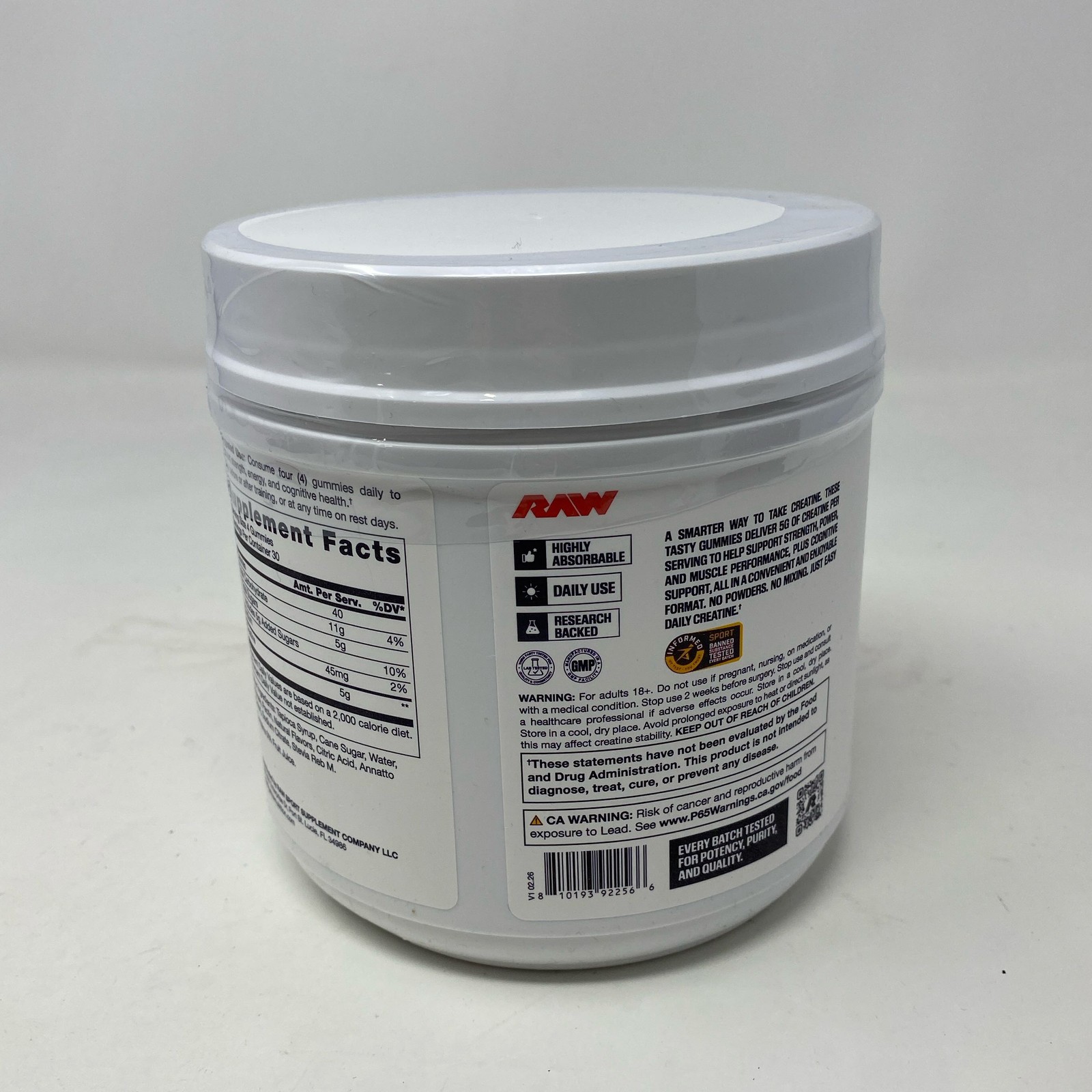 RAW Nutrition Creatine Gummies Tangerine 120ct (30 Servings) 5g