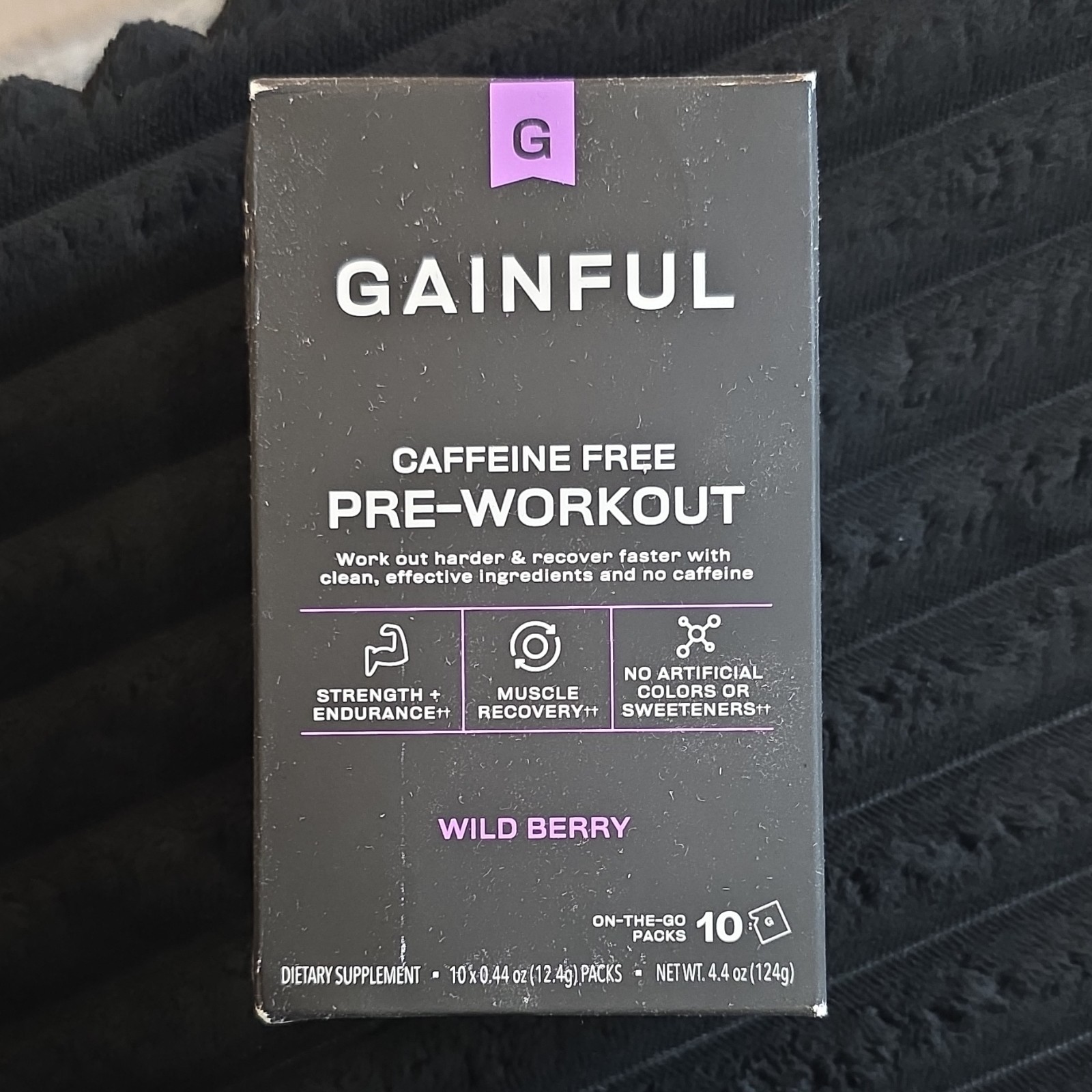 Gainful Caffeine Free Pre-Workout Wild Berry Powder 4.4 oz Exp 05/2026