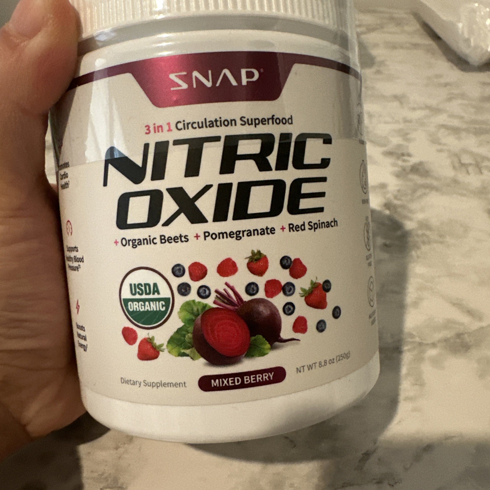 Snap Nitric Oxide 3 in 1 Circulation Superfood Mixed Berry 8.8 Ox