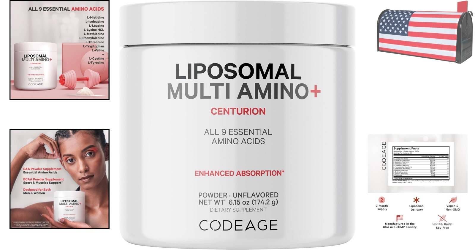 Plant-Based Vegan Amino+ BCAA Powder – Enhanced Bioavailability – 6.15 oz