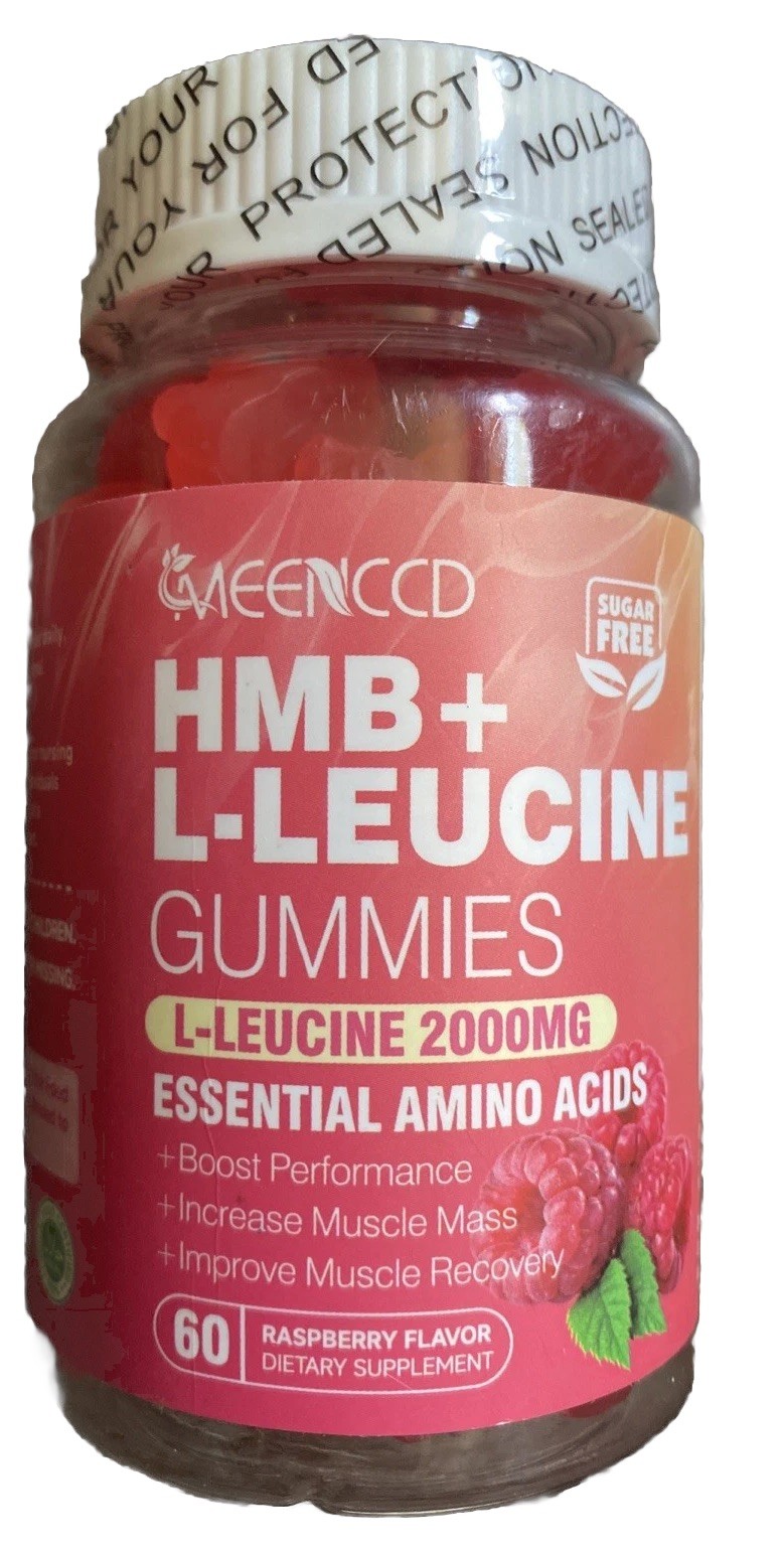 MEENCCD HMB L-Leucine Gummies 2000mg HMB Leucine Amino Acid 60 Rasberry Gummies