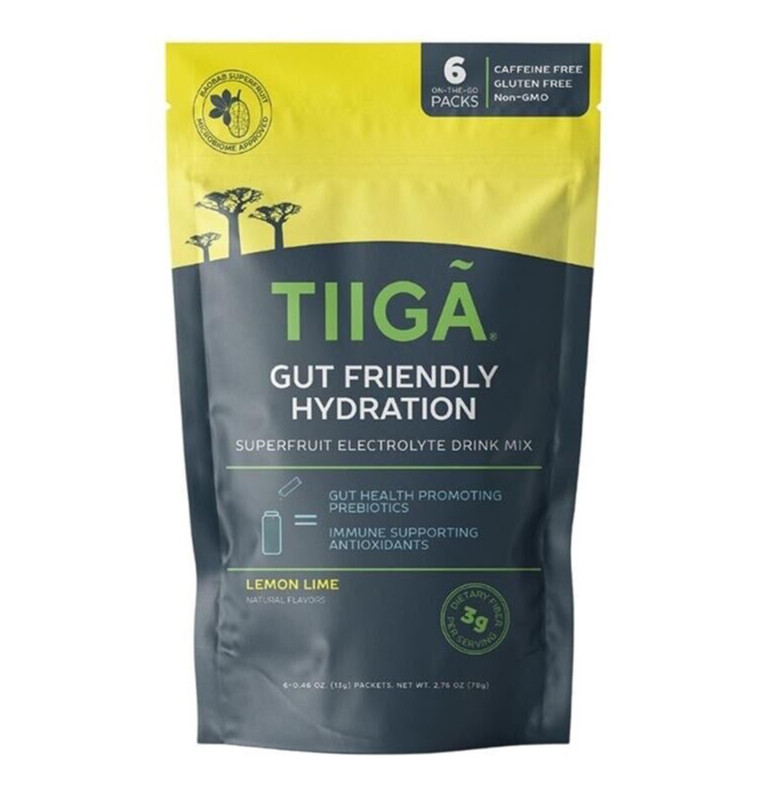 TIIGA Hydration Energy Drink – Prebiotics Electrolytes Gut Health LEMON LIME 6pk