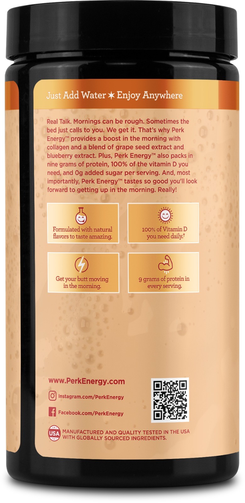 Perk Energy Original Vanilla Caramel Steamer Flavored Drink Powder (20 Servings)