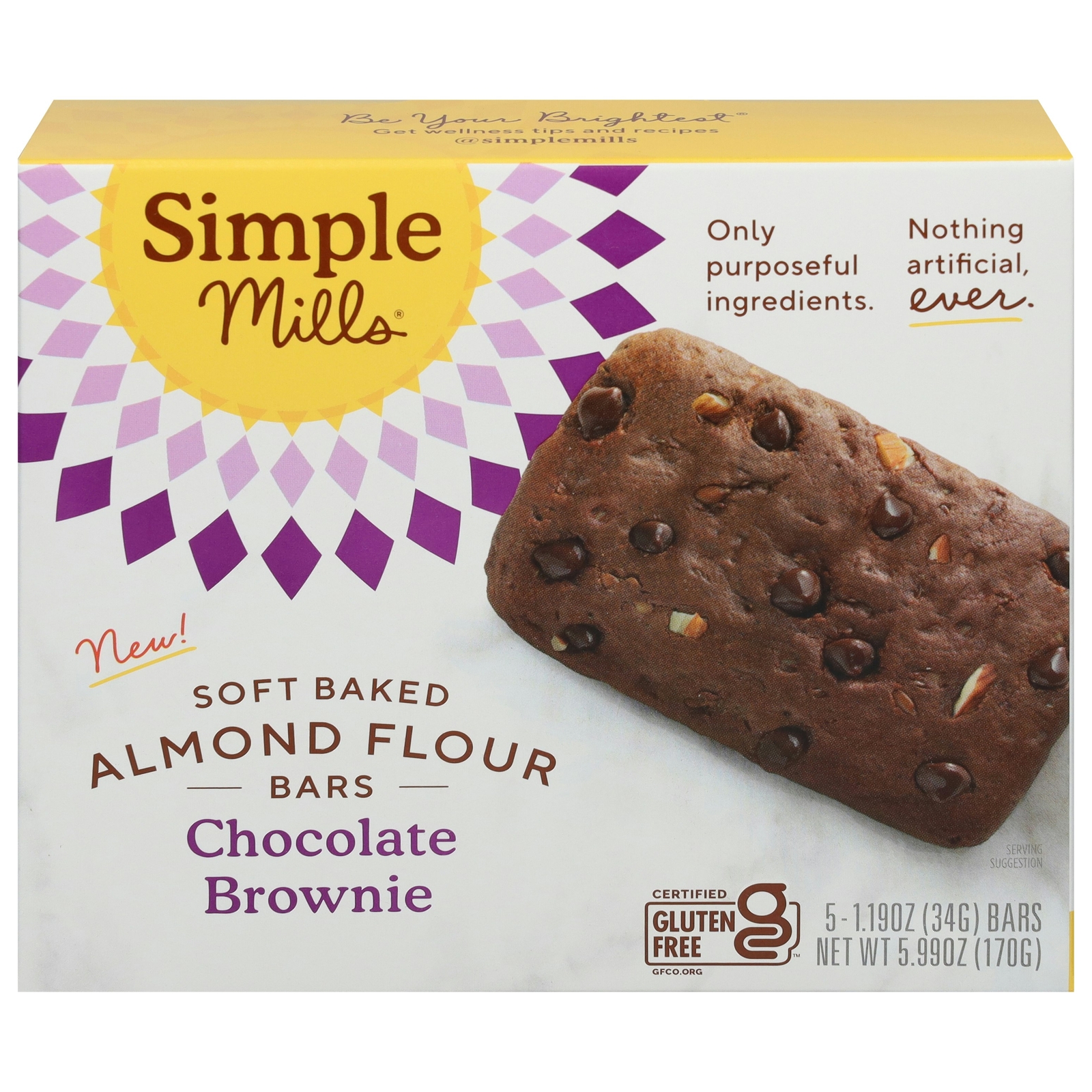 Simple Mills Bar Chocolate Brownie Soft Baked – 5.99 OZ (Pack of 6)
