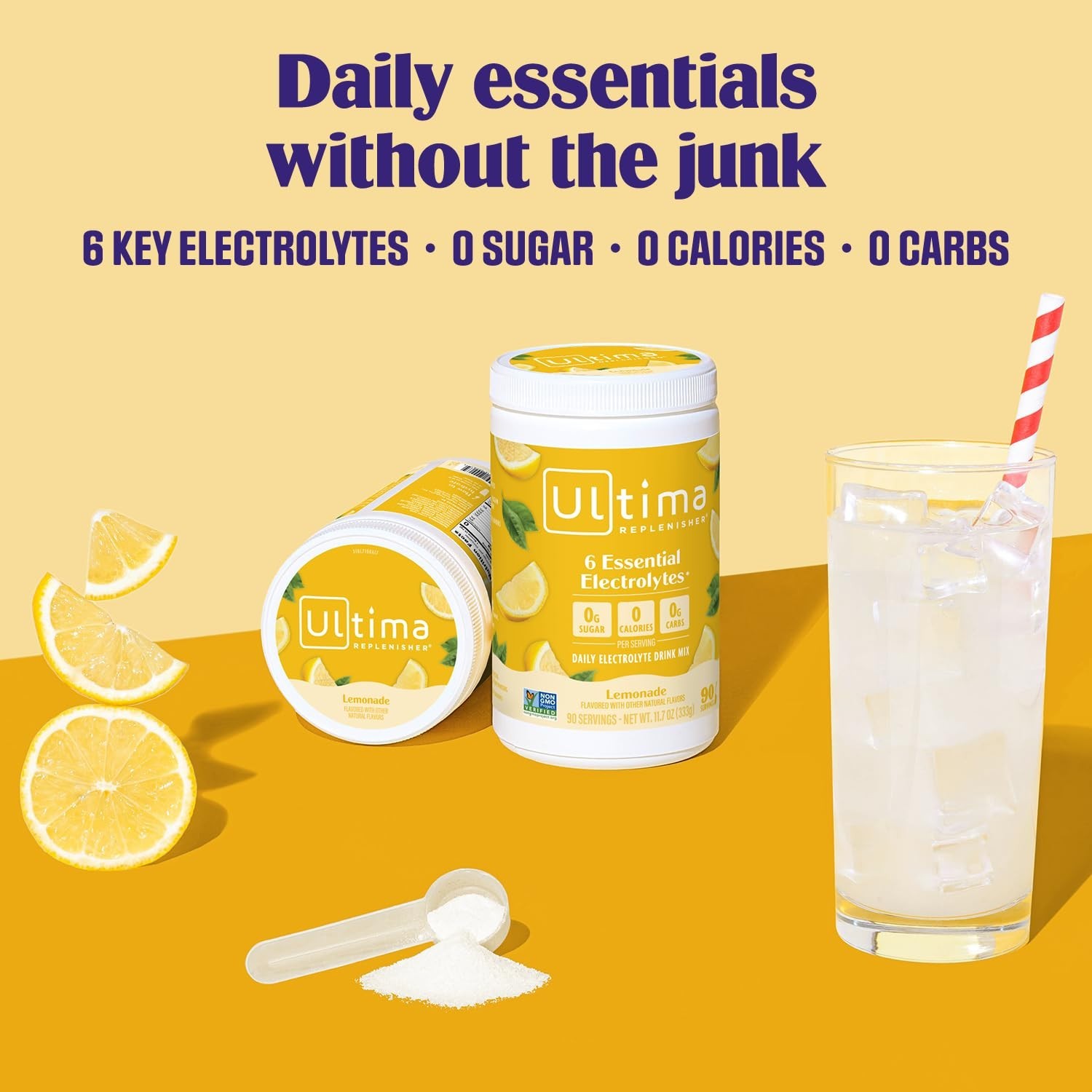 Electrolyte Powder Drink Mix – 90 Servings, Zero Sugar Lemonade, Keto Friendly,