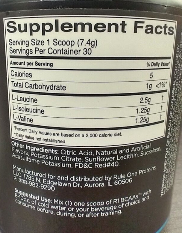 3 Pack Rule 1 BCAA 30 Serv 2:1:1 Pineapple Fruit Punch Unflavored Amino Acid