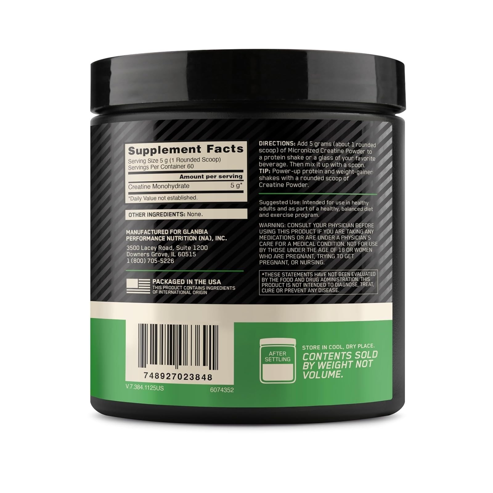 Optimum Nutrition Creatine, Micronized Creatine Monohydrate Powder, Supports Str