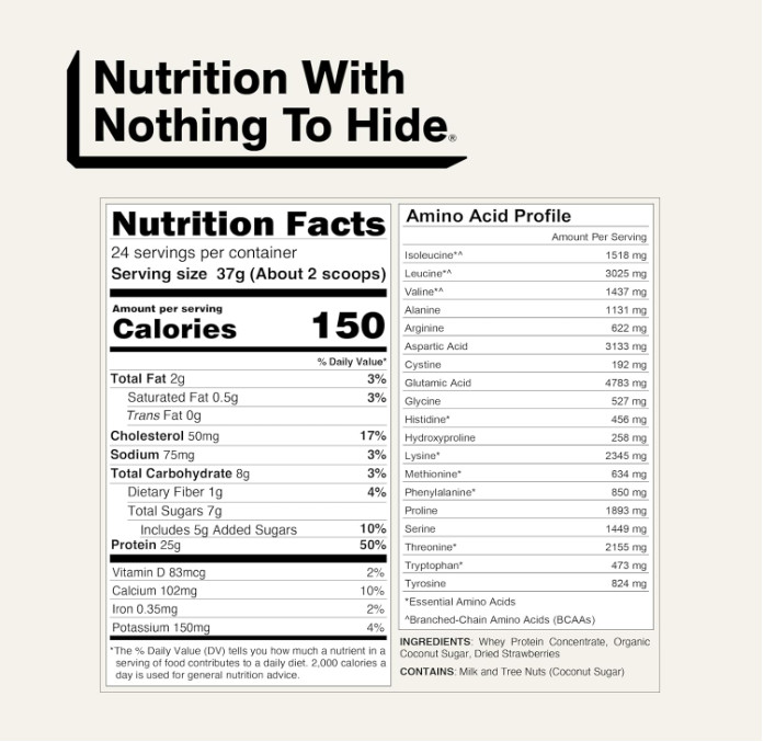 NAKED Strawberry Whey Protein Powder, 25g Protein, 24 Servings