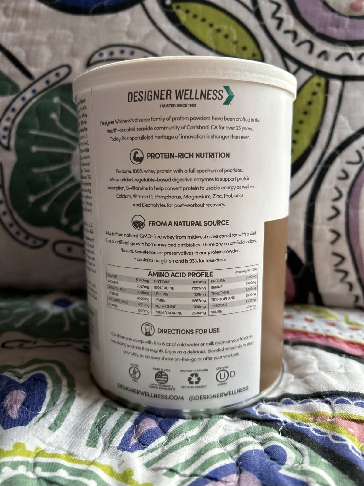 Designer Whey 20 g Natural Protein Powder w Probiotics Gourmet Chocolate 12 oz