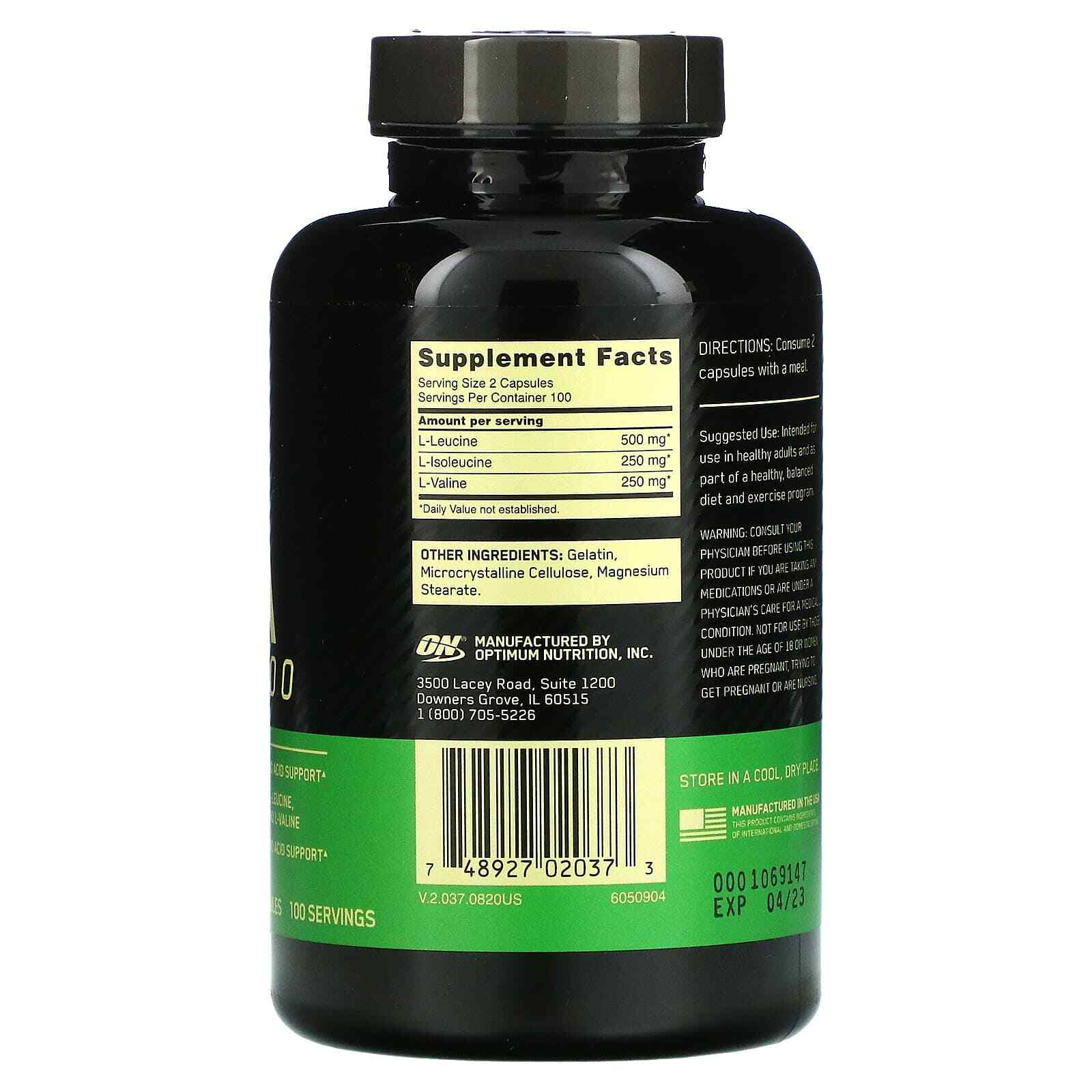 Optimum Nutrition, BCAA 1000 Caps, Mega-Size, 1 g, 200 Capsules