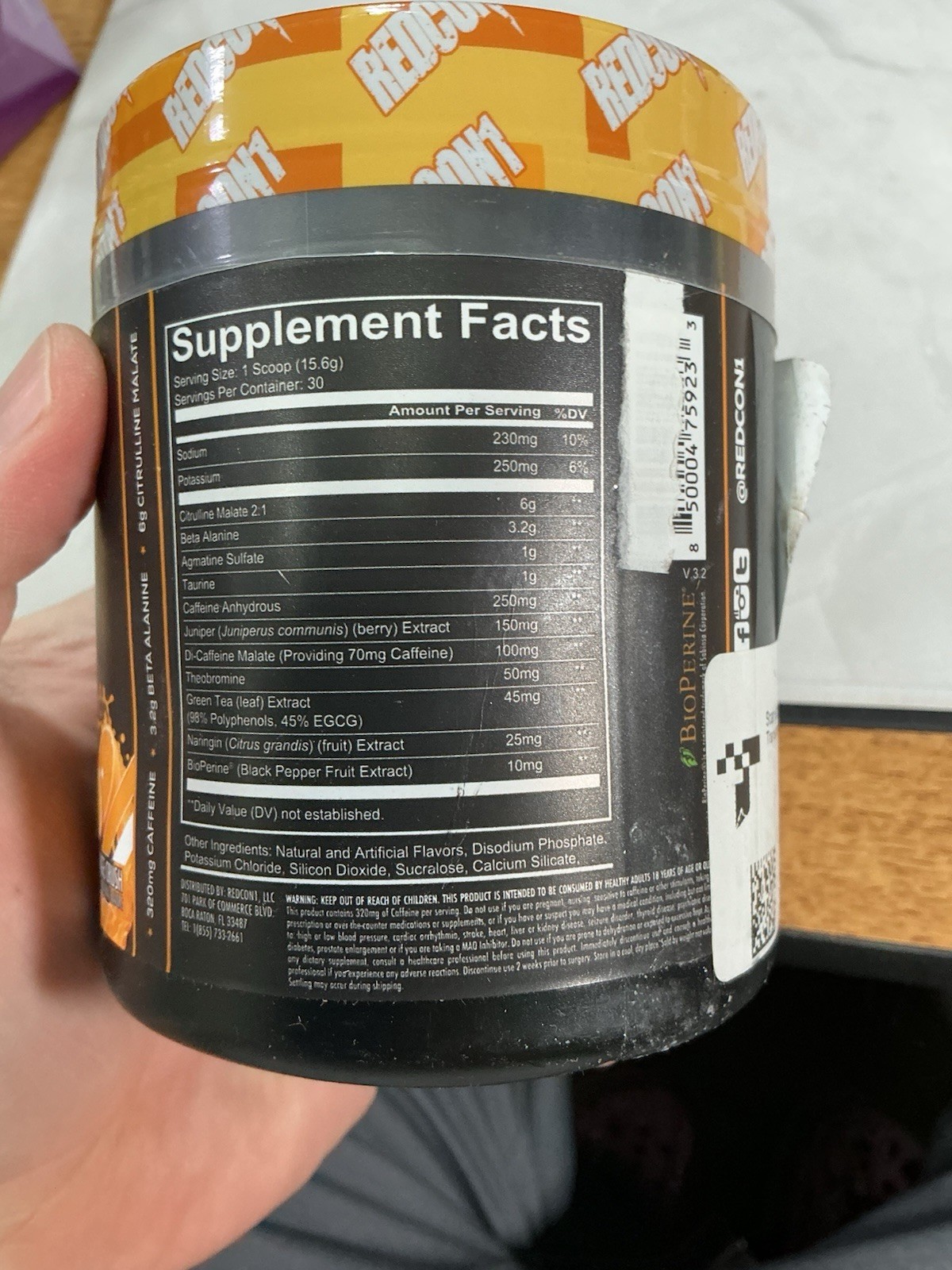 REDCON1 TOTAL WAR PREWORKOUT 30 Servings Sustained Energy Endurance Pumps Focus