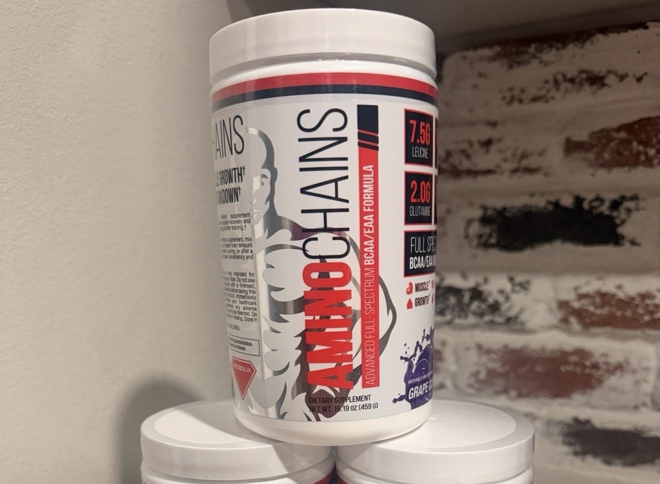 AMINOCHAINS ADVANCED FULL-SPECTRUM BCAA/EAA FORMULA grape candy flavor 16.19oz
