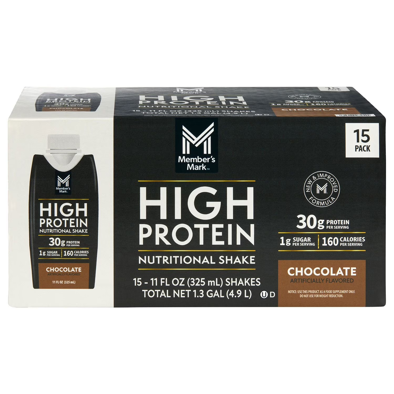 Member’s Mark 30g High Protein Nutritional Shake, Chocolate 11 fl. oz., 15 pk.