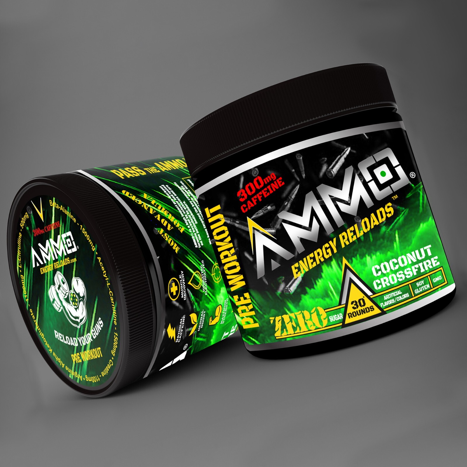 AMMO® Energy Reloads™ Pre Workout powder Coconut Beta Alanine ALL Natural Flavor