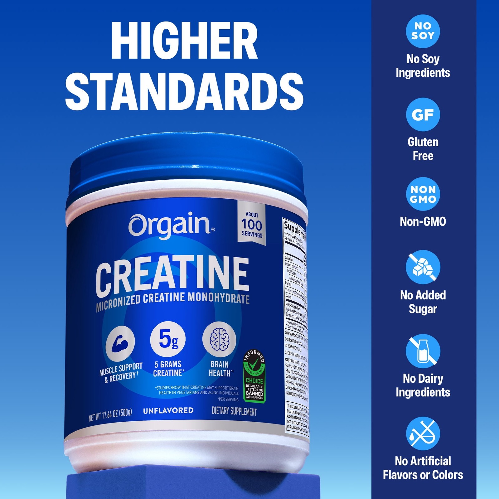 Orgain Micronized Creatine Monohydrate Powder, Unflavored, 100 Servings