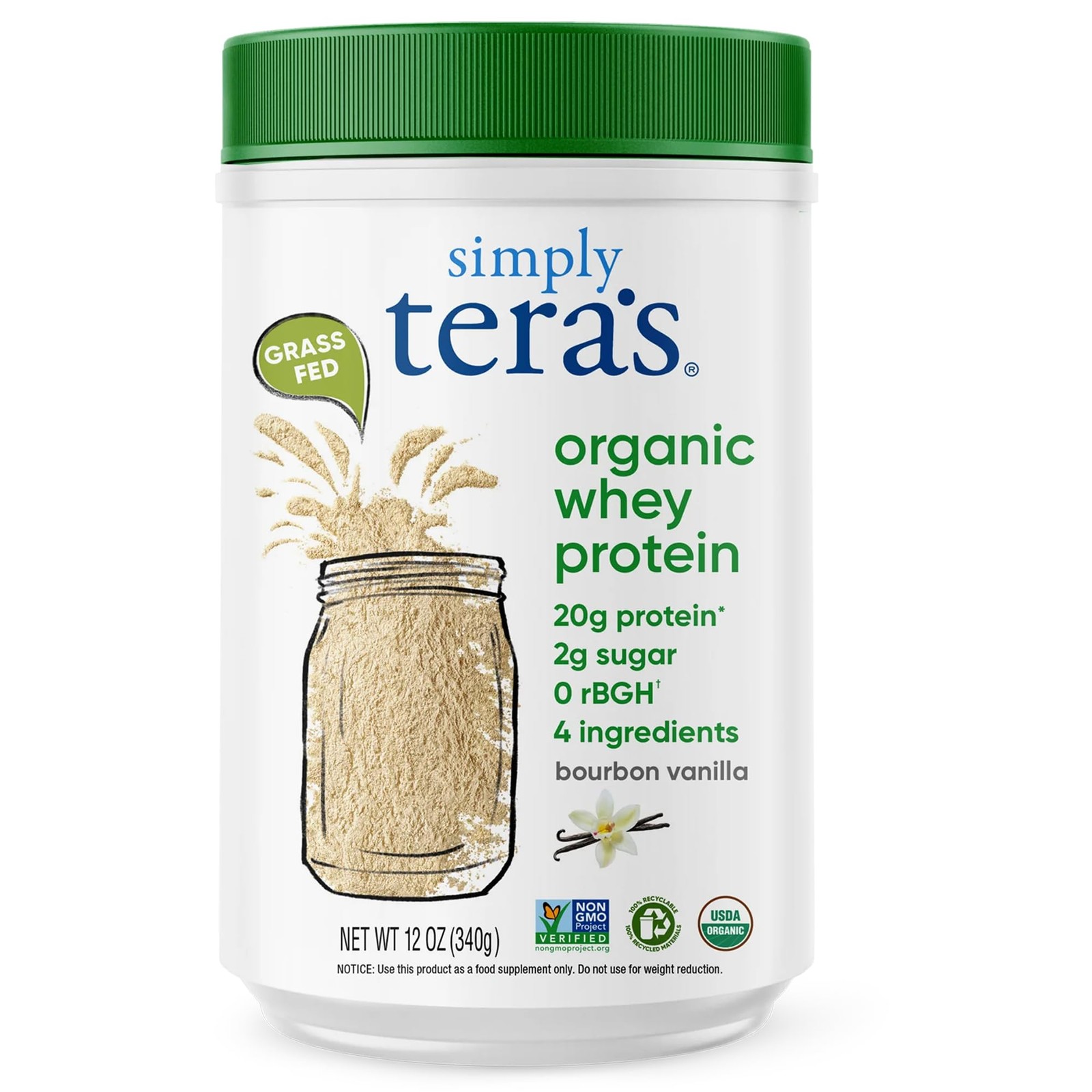 simply tera’s Organic Whey Protein Powder Grass Fed Vanilla Whey Protein Pow…