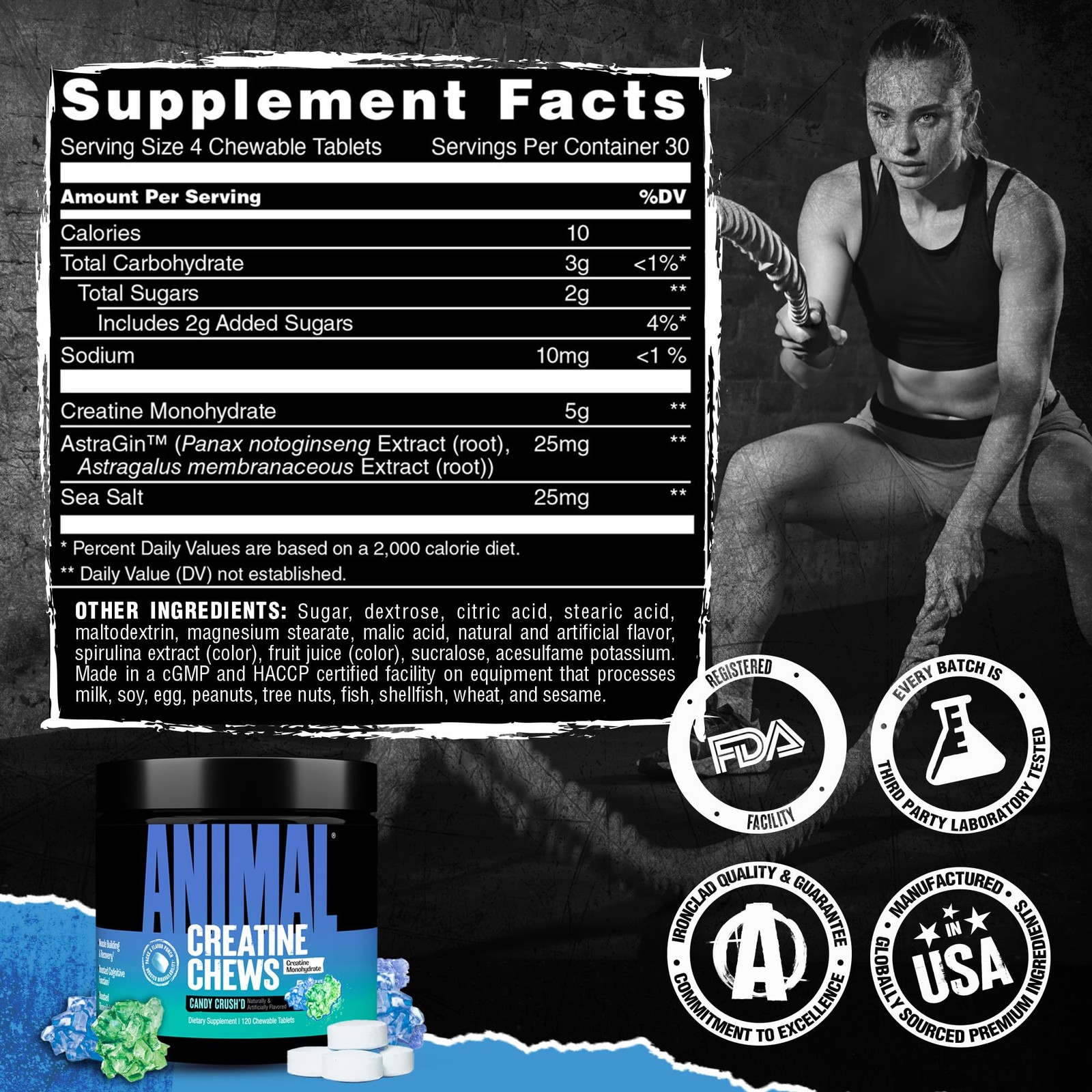 Animal Creatine Chews – Enhanced 120 Count (Pack of 1), No Color