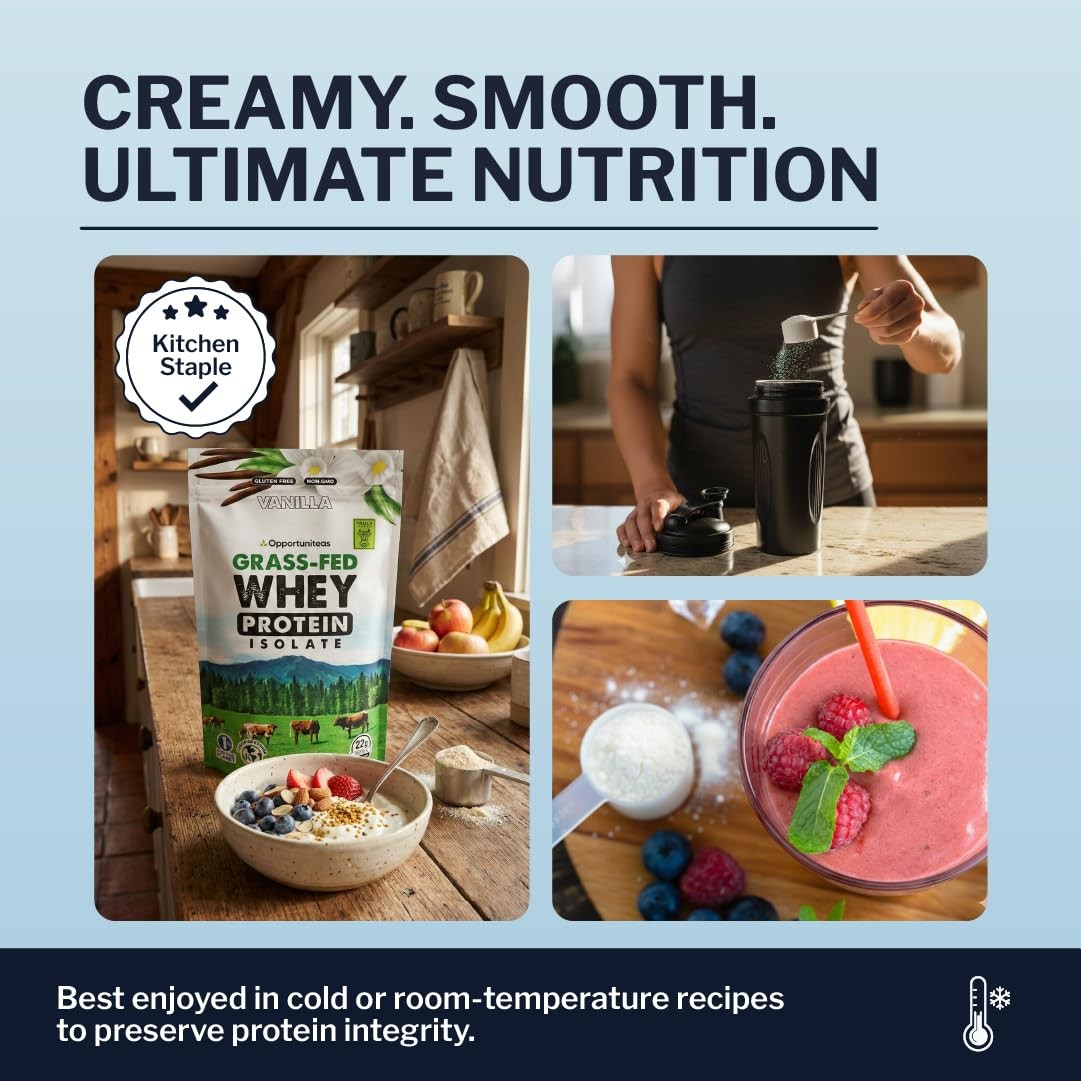 Opportuniteas Vanilla Grass Fed Whey Protein Isolate Powder, 5 lb | Organic v…