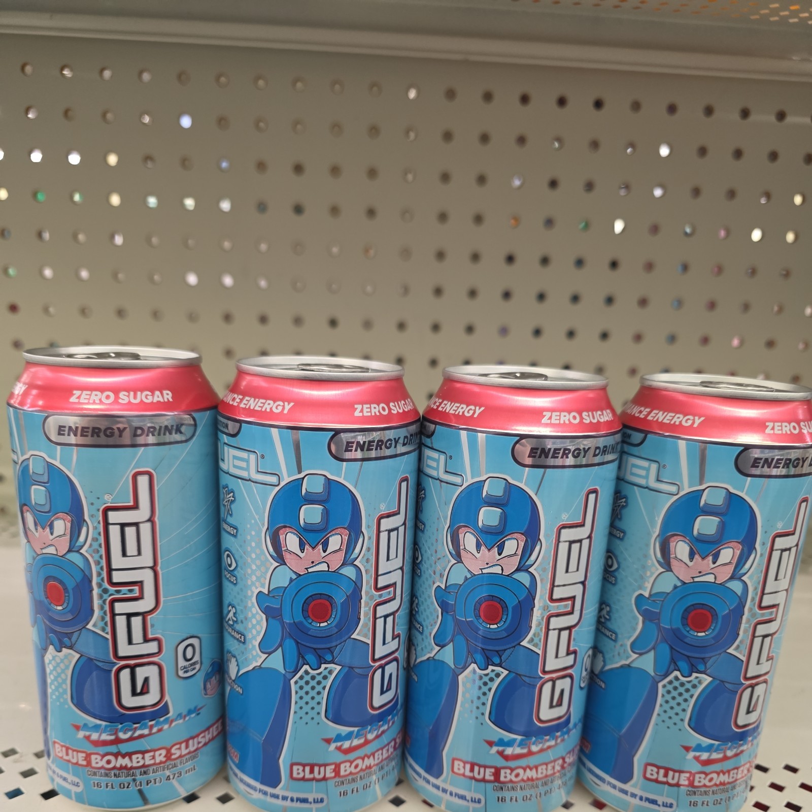 Limited Edition Megaman Blue Bomber Slushee G Fuel Energy Drink Can 16oz 4 pack