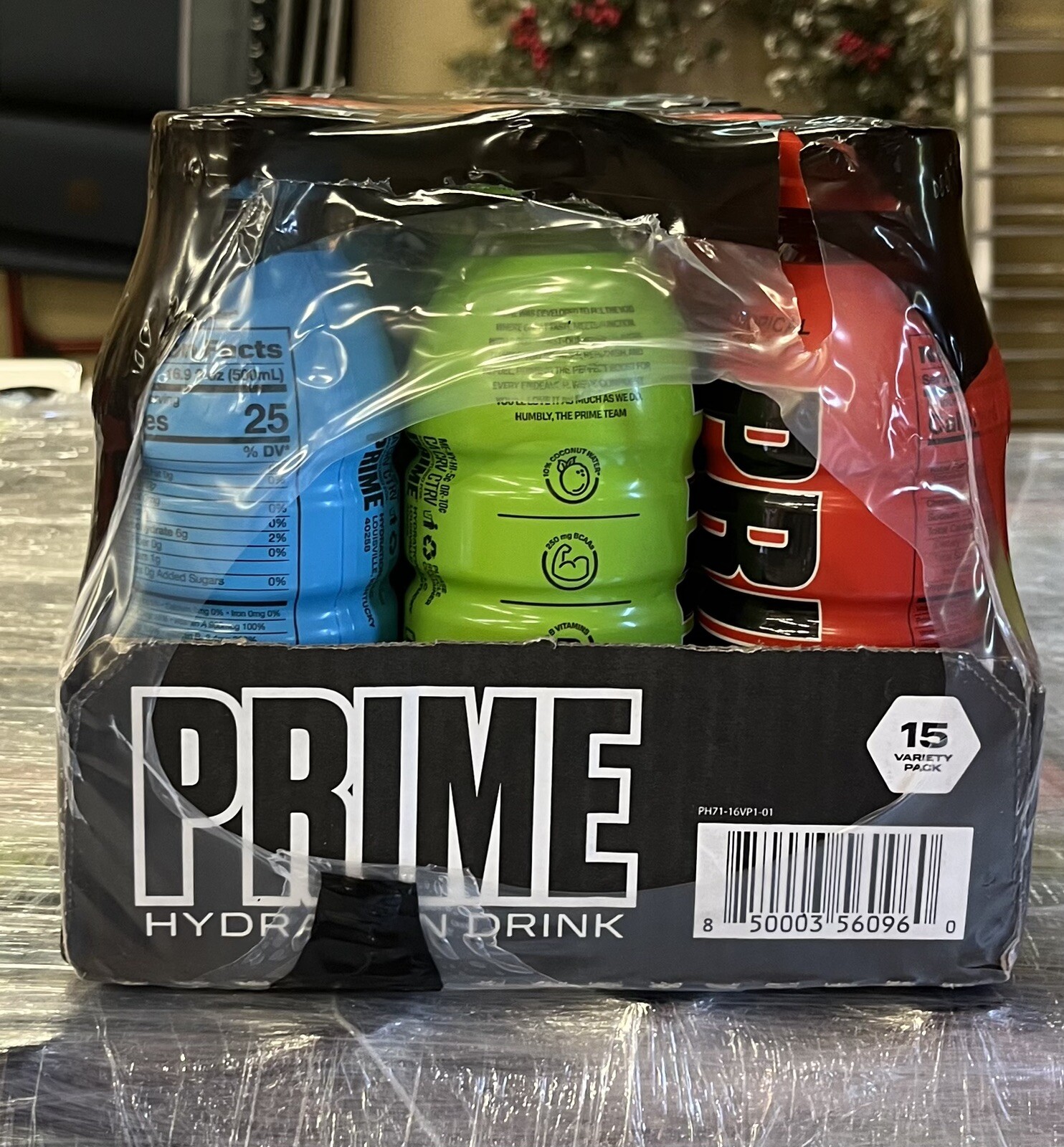 Prime Hydration Drink 16.9 oz – Pack of 15, Lemon, Blue, Raspberry, Tropical