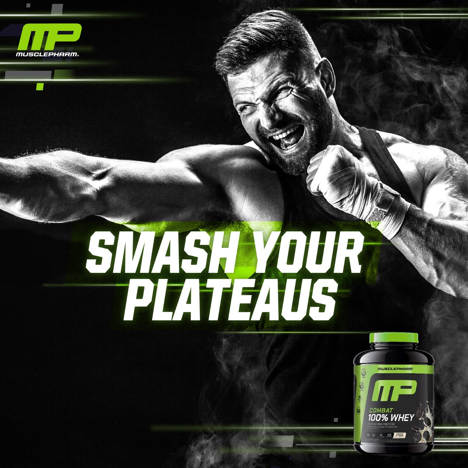 MusclePharm Combat 100% Whey Protein Powder – 5 lb, 70 Servings, Cookies & Cream