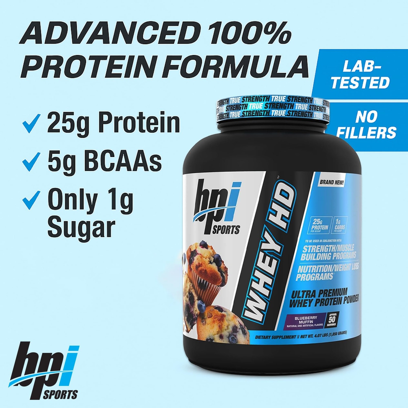 BPI Sports Whey HD Ultra Premium Protein Powder Isolate Workout Whey Protein