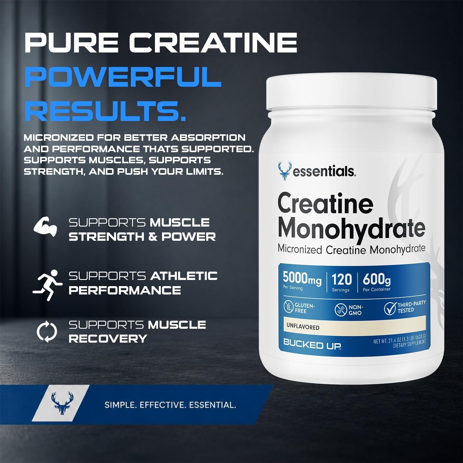 Pure Micronized Creatine Monohydrate – Unflavored, Easy Mix, 5G/Serving, 120 Ser