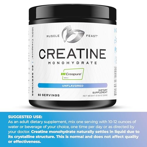 Muscle Feast Creapure Creatine Monohydrate Powder, Vegan 300 Gram, Unflavored