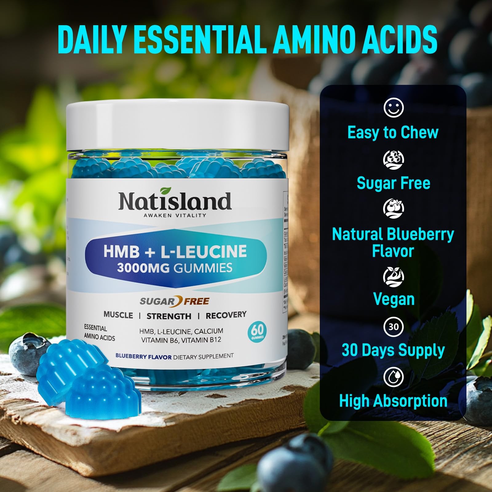 HMB and LLeucine Gummies, HMB and Leucine Amino Acid Supplements for Men & Wo…