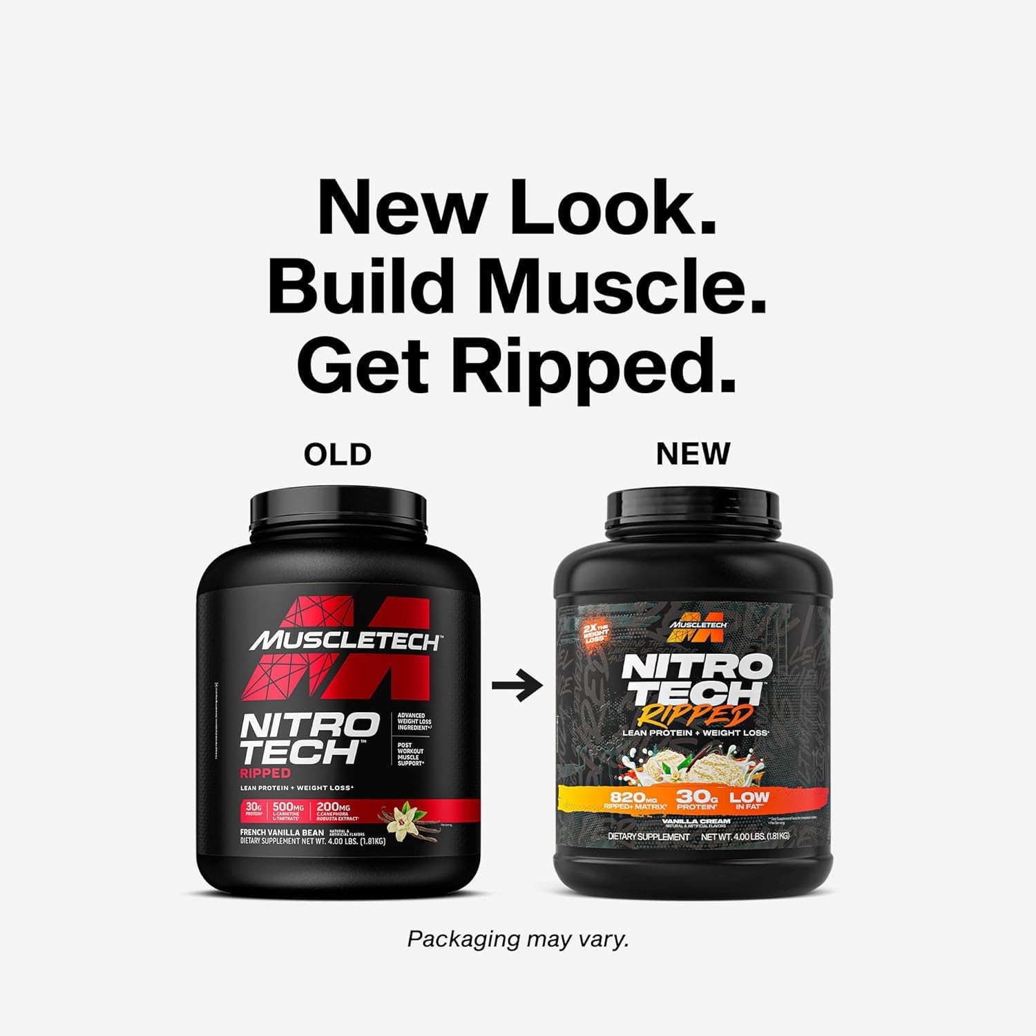 Nitro-Tech Ripped 4LB Whey Protein – Vanilla Cream for Muscle Gain & Metabolism