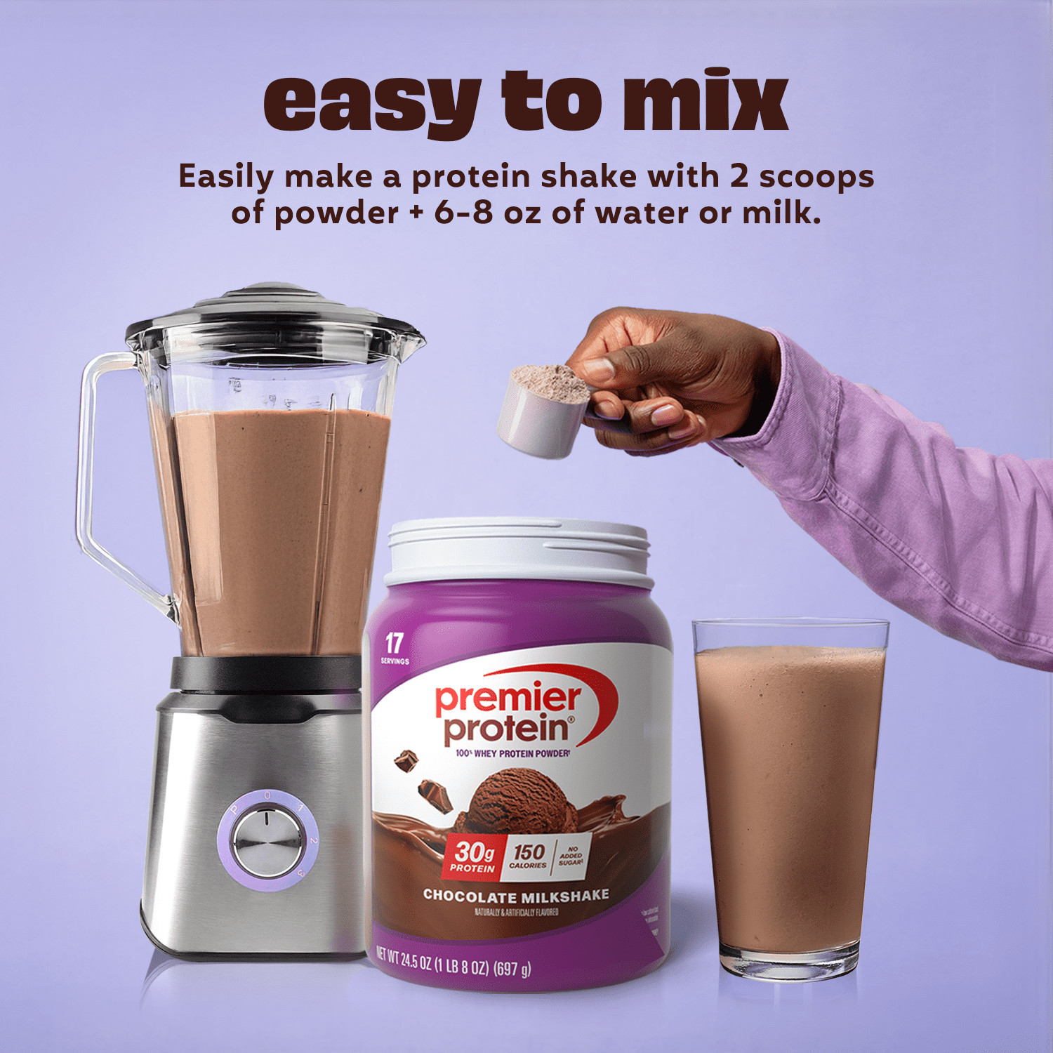 Whey Protein Powder Chocolate Milkshake Flavor 30g Protein Per Serving 24.5 oz
