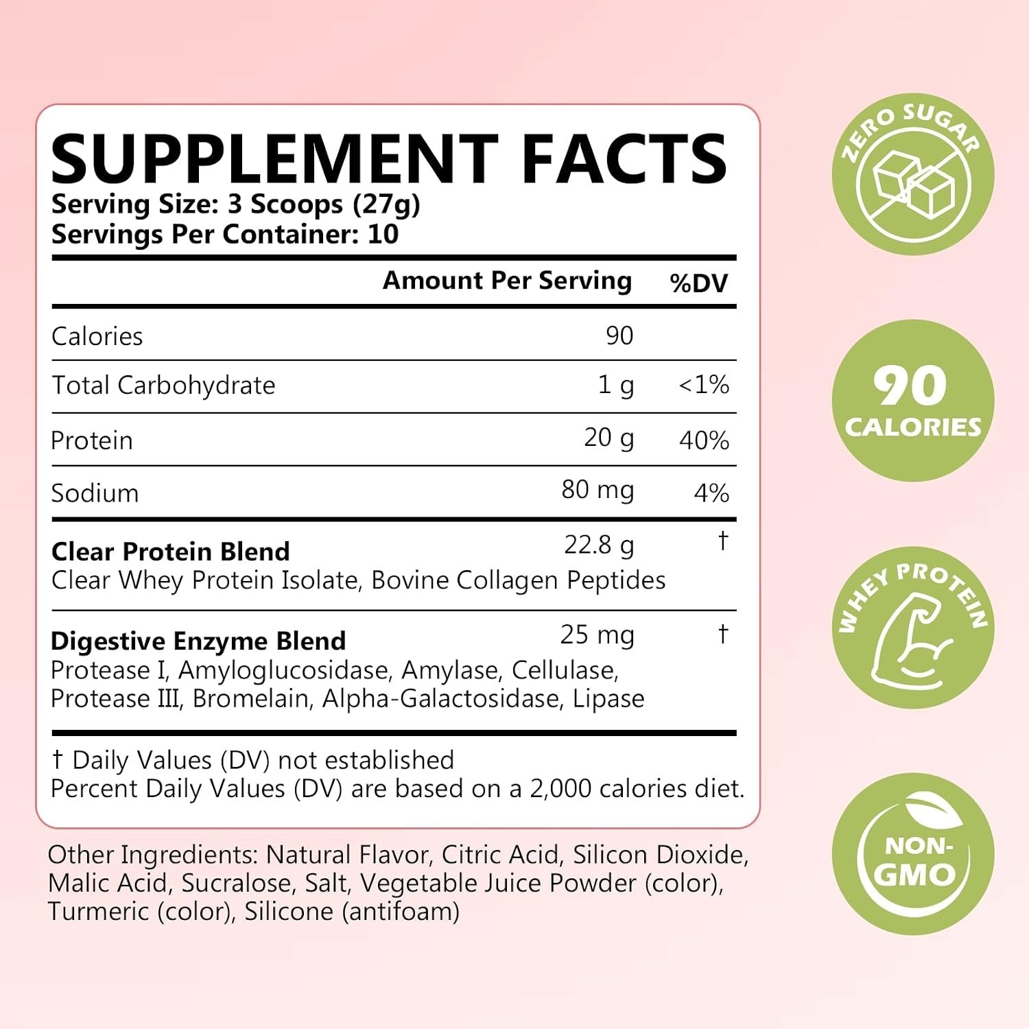 Clear Protein, Whey Protein Isolate with Collagen Peptides and Digestive Enzy…