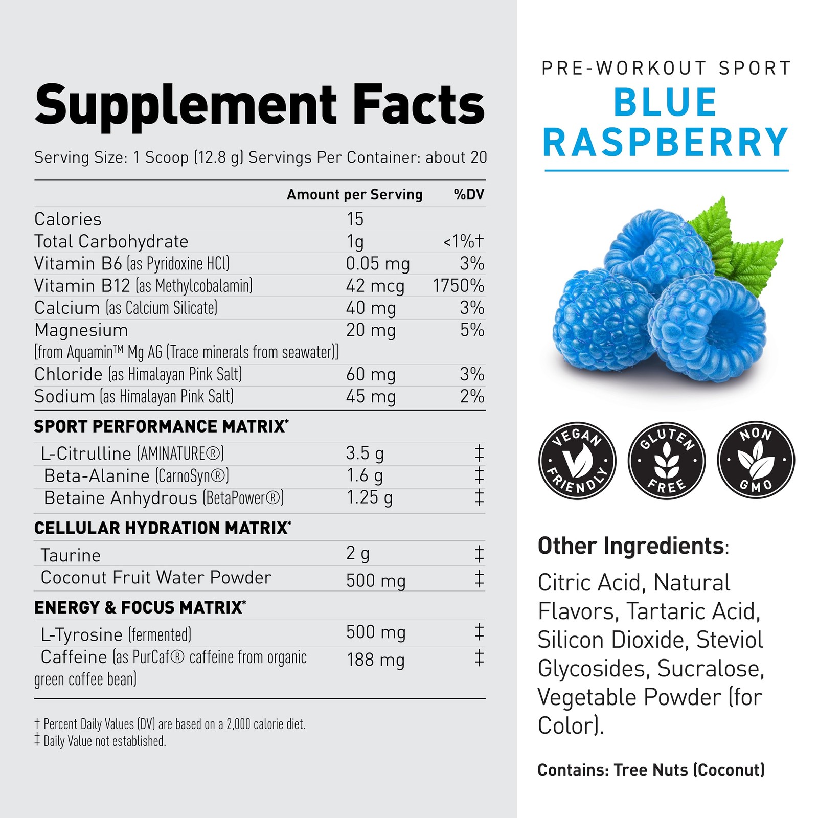 Pre Kaged Sport Pre Workout Powder 20 Servings Clean Energy Endurance Hydration