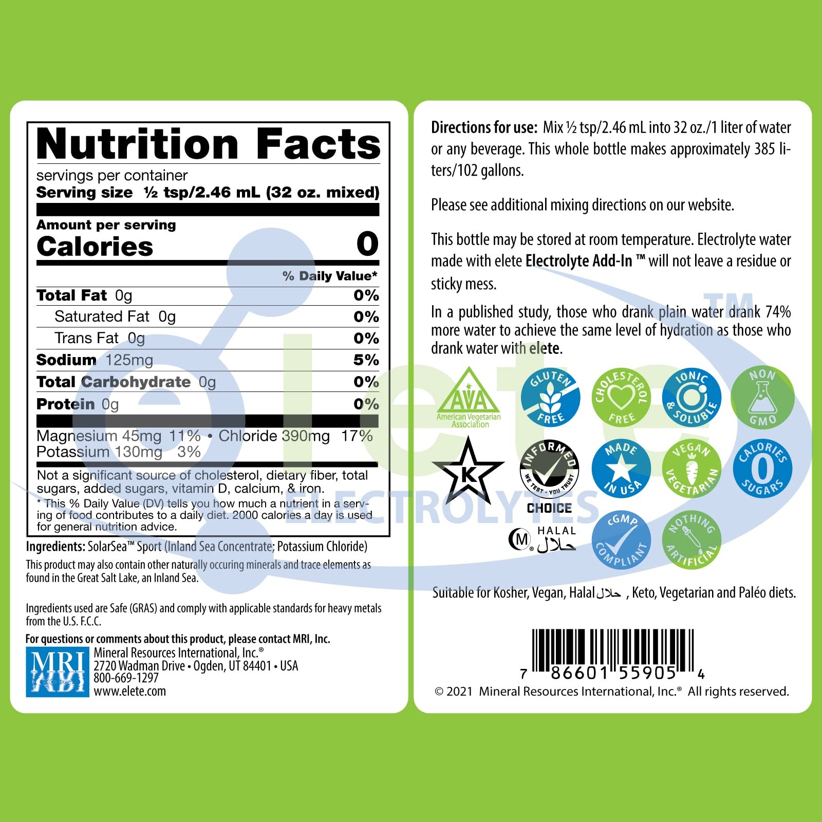 elete Electrolyte Add-in Hydration Drops | Sodium, 8.3 Fl Oz (Pack of 1)