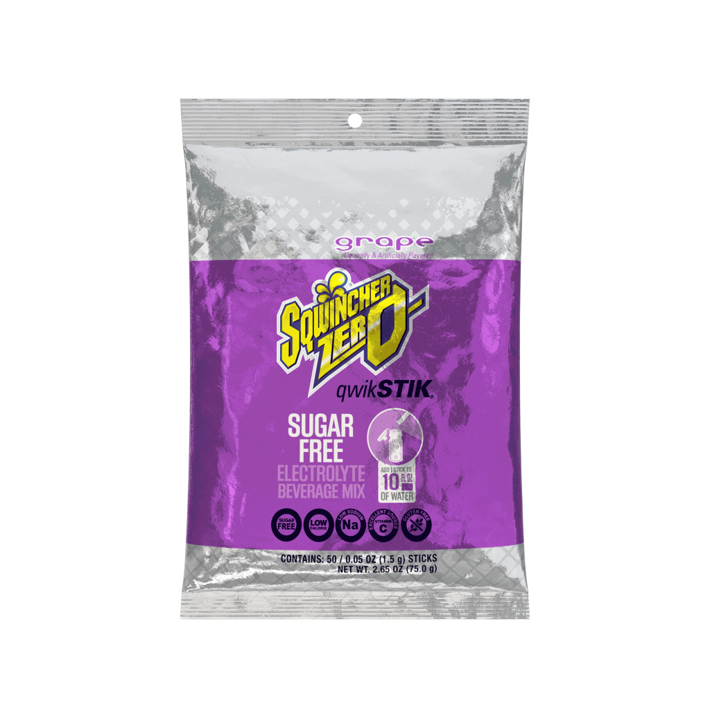 Sqwincher Qwik Stik – Grape – 10 oz Yield ZERO Sugar Powder Mix 159060204