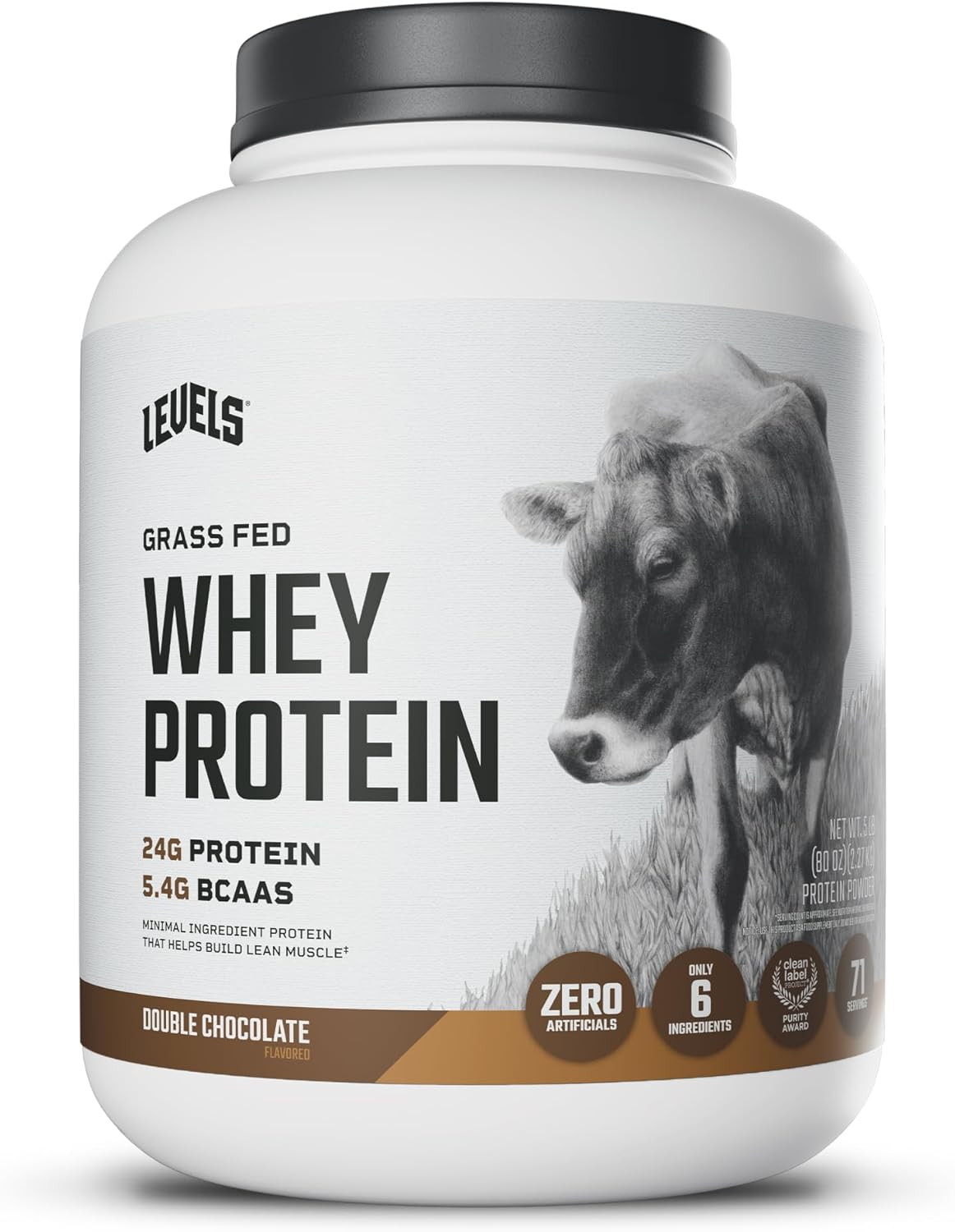 Levels Grass Fed Whey Protein Powder, No Artificials, 24G of Protein, Double Cho