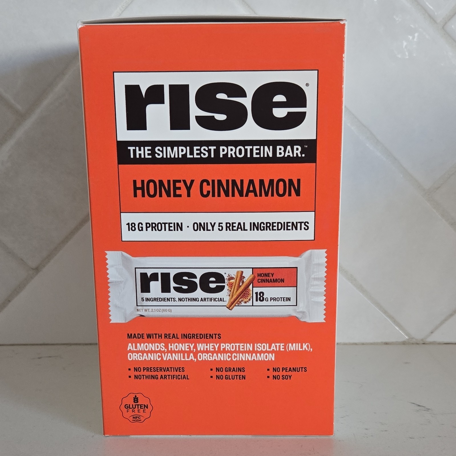 Rise Simplest Protein Bar 16 Bars (8) Almond Honey & (8) Honey Cinnamon
