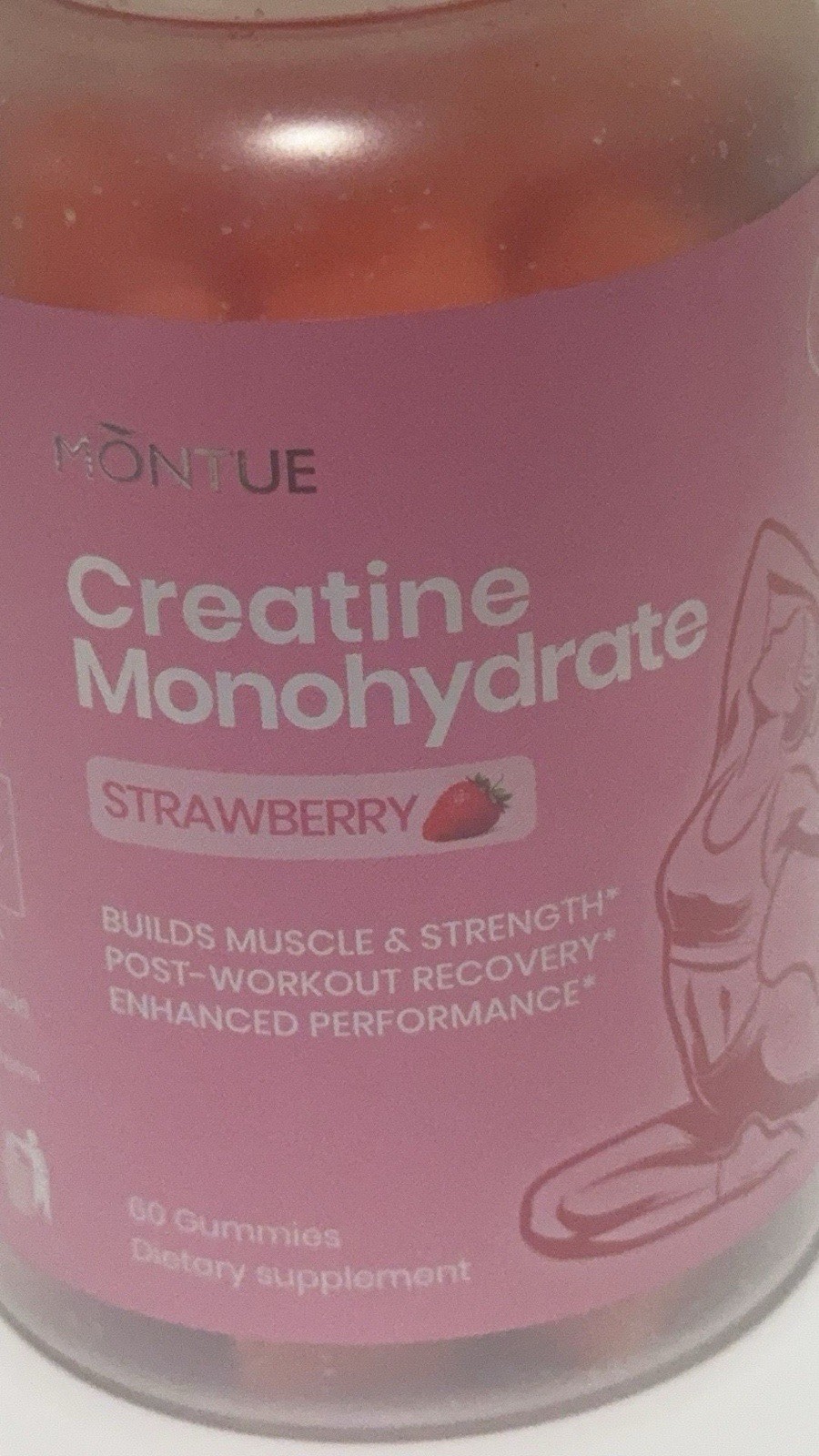 MONTUE Creatine Monohydrate Strawberry Gummies w/ BCAA, L-Carnitine, B12