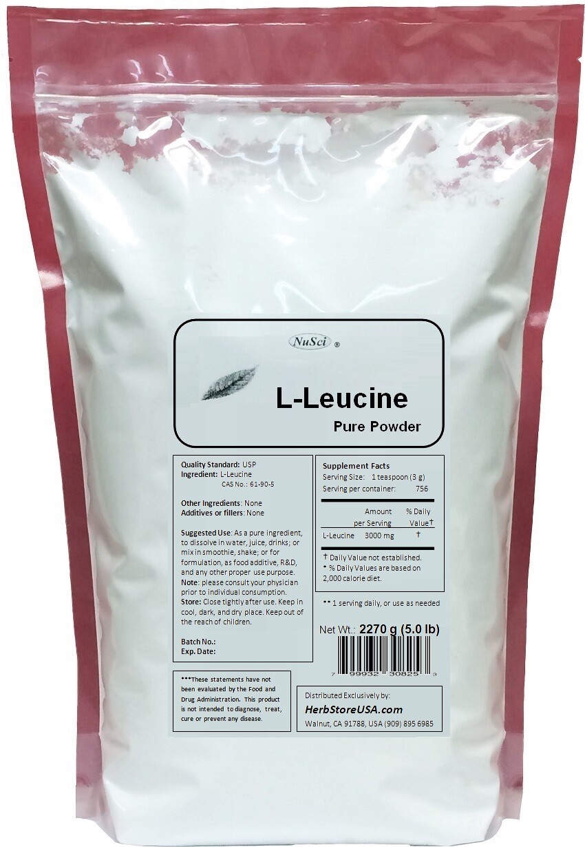 NuSci 100% Pure L-Leucine BCAA pure powder 2270g (5.0lb) Leucine BCAA
