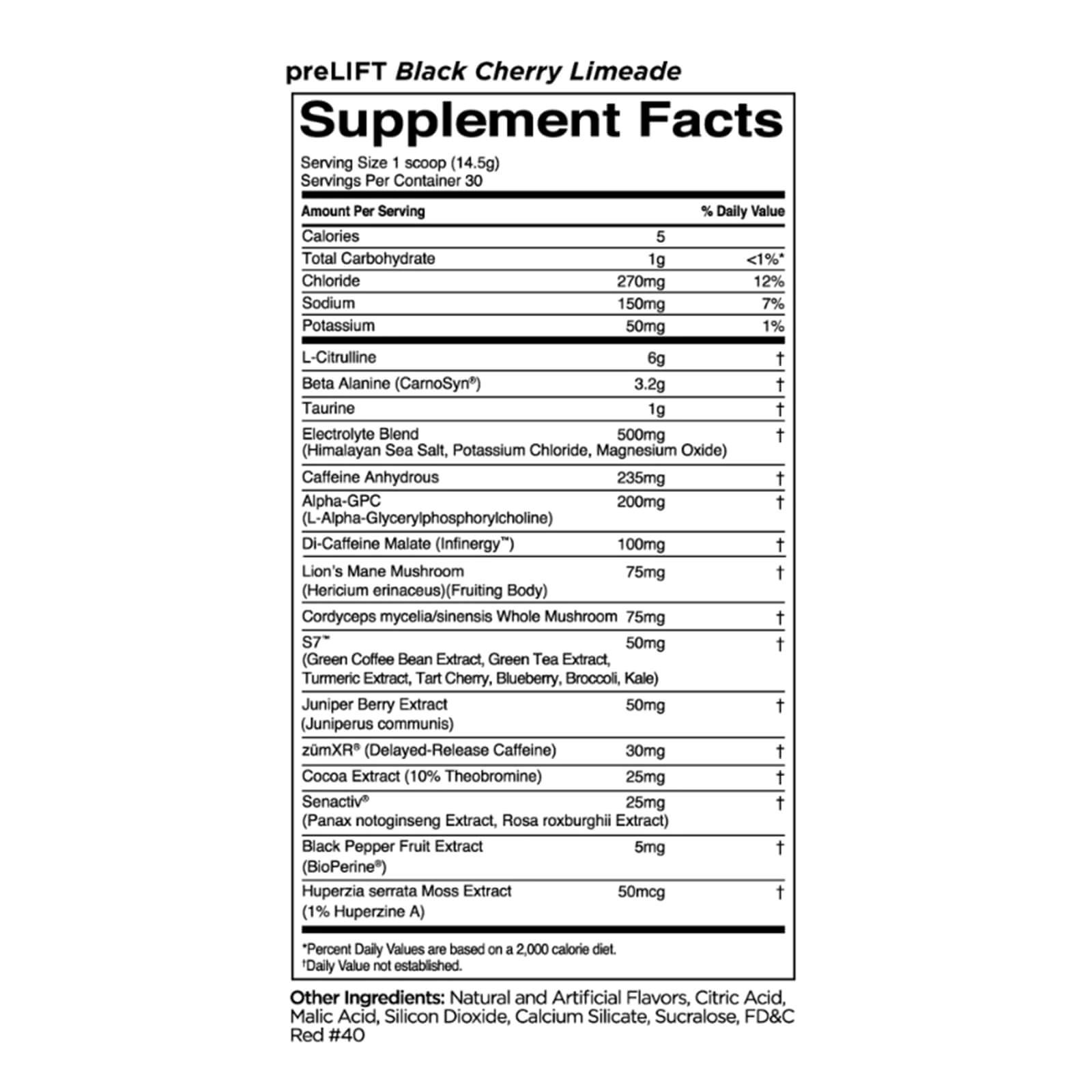 RULE 1 preLIFT Black Cherry Limeade High Intensity Pre Workout 435g