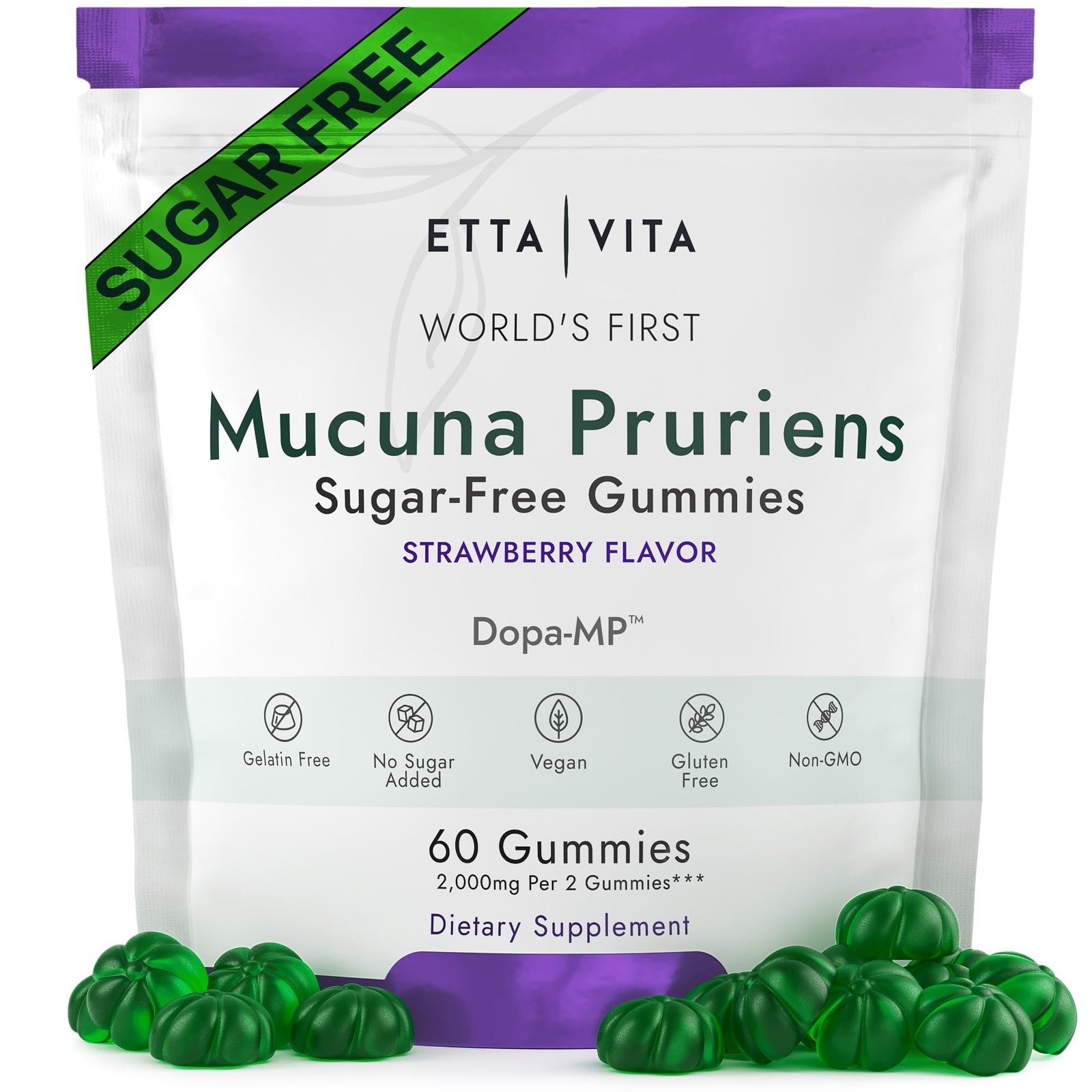 Dopamine Supplement – Sugar-Free Mucuna Pruriens Gummies (2g/serving) Energy …