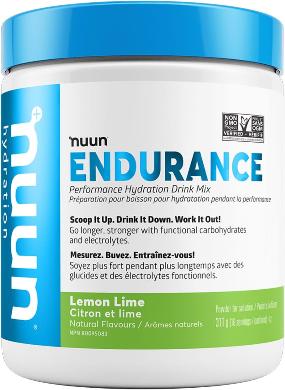 Nuun Hydration Endurance Powder Lemon Lime Electrolytes, 16 Servings