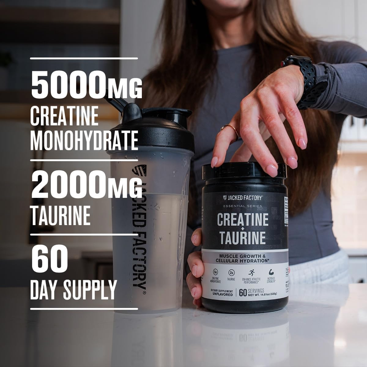 Creatine + Taurine – Creatine Monohydrate 5000Mg with Taurine 2000Mg for Increas