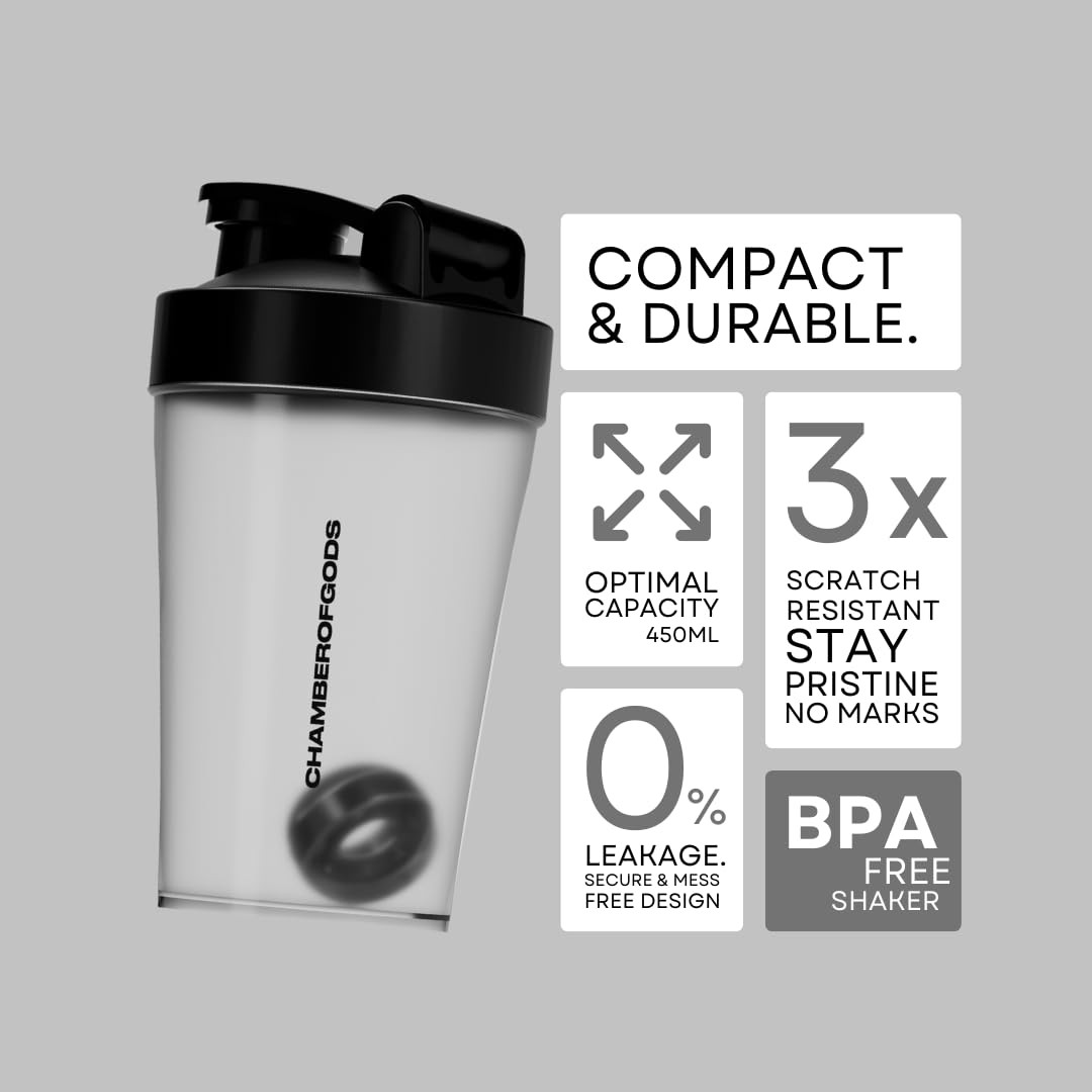 CHAMBEROFGODS Shaker Bottle 450ml BPA Free