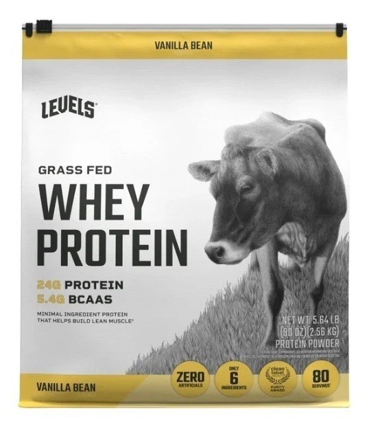 Levels Whey Protein, Vanilla Bean, Grass Fed Whey Protein 5.64 lbs, 80 Servings