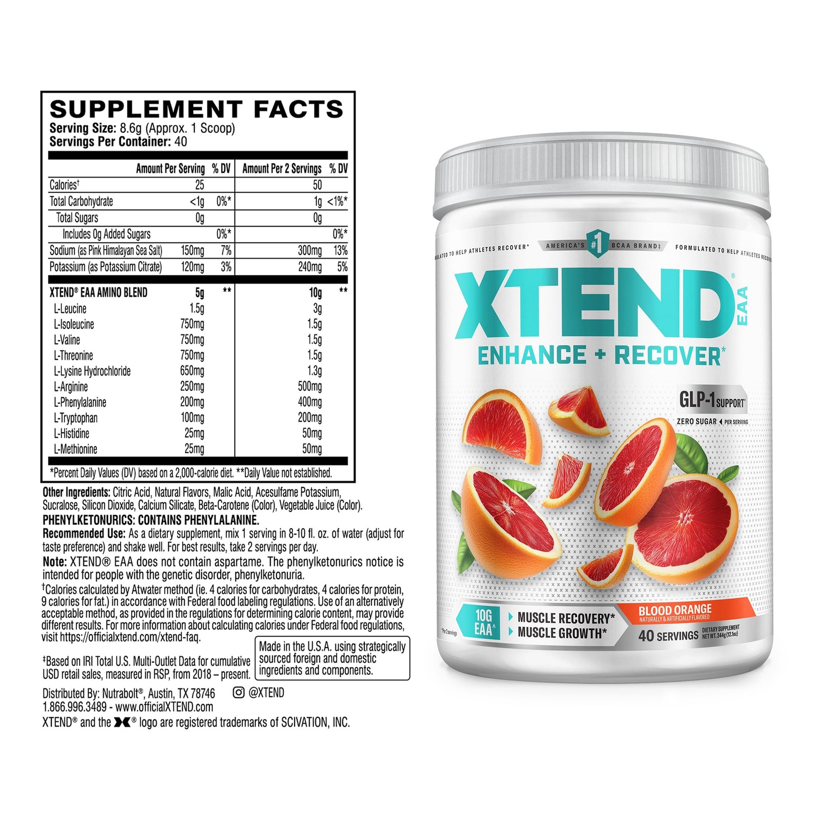 Xtend EAA + BCAA Powder for Muscle Recovery & Lean Muscle Growth, 9 Essential…