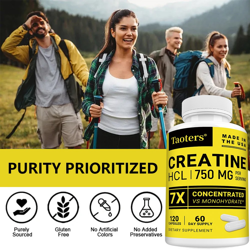 Creatine Hcl 750 Mg 30-120 Capsules Supports Immune Energy Health Muscle Growth