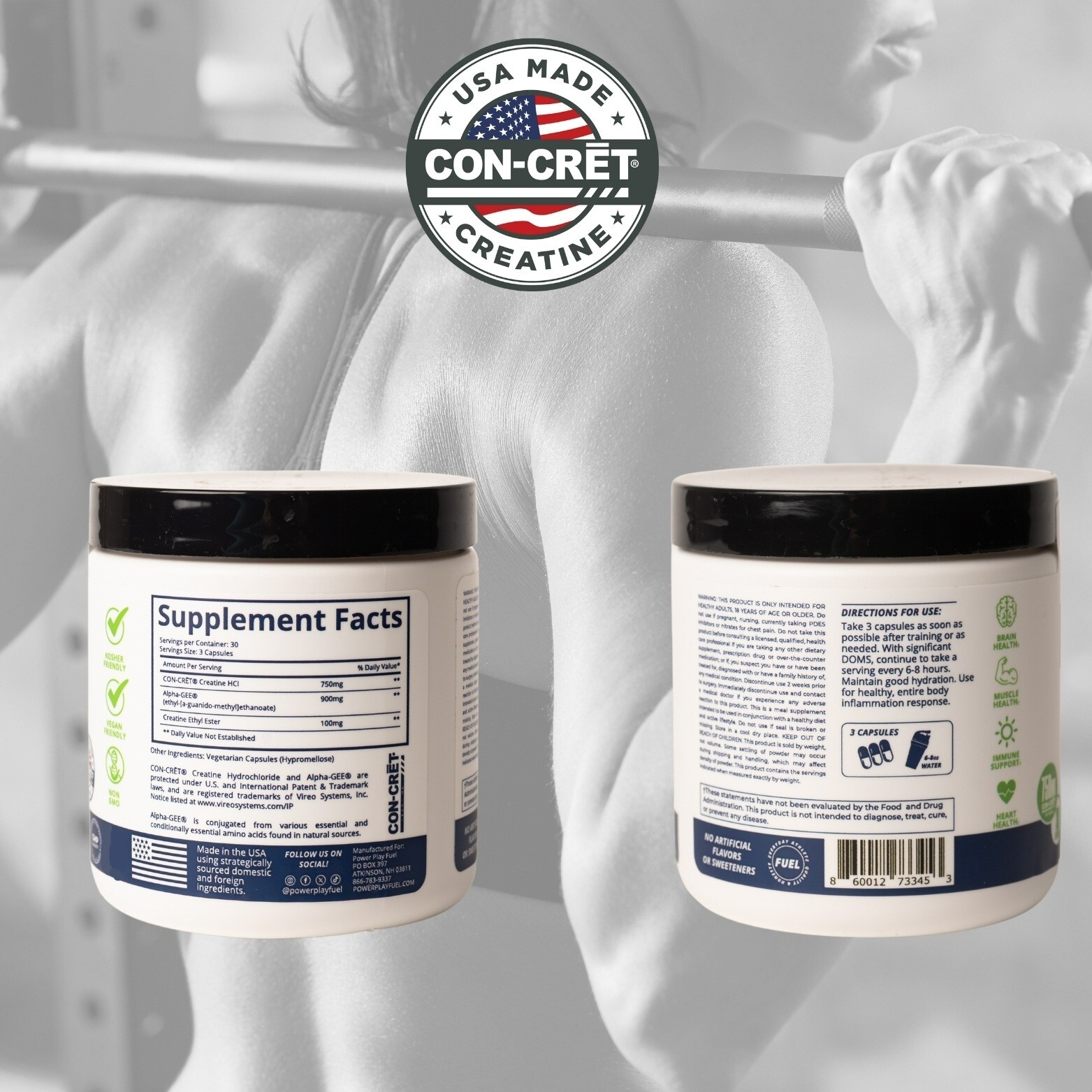 Power Play Fuel CREATINE HCl + Recovery Capsules – 90 Vegetable Capsules