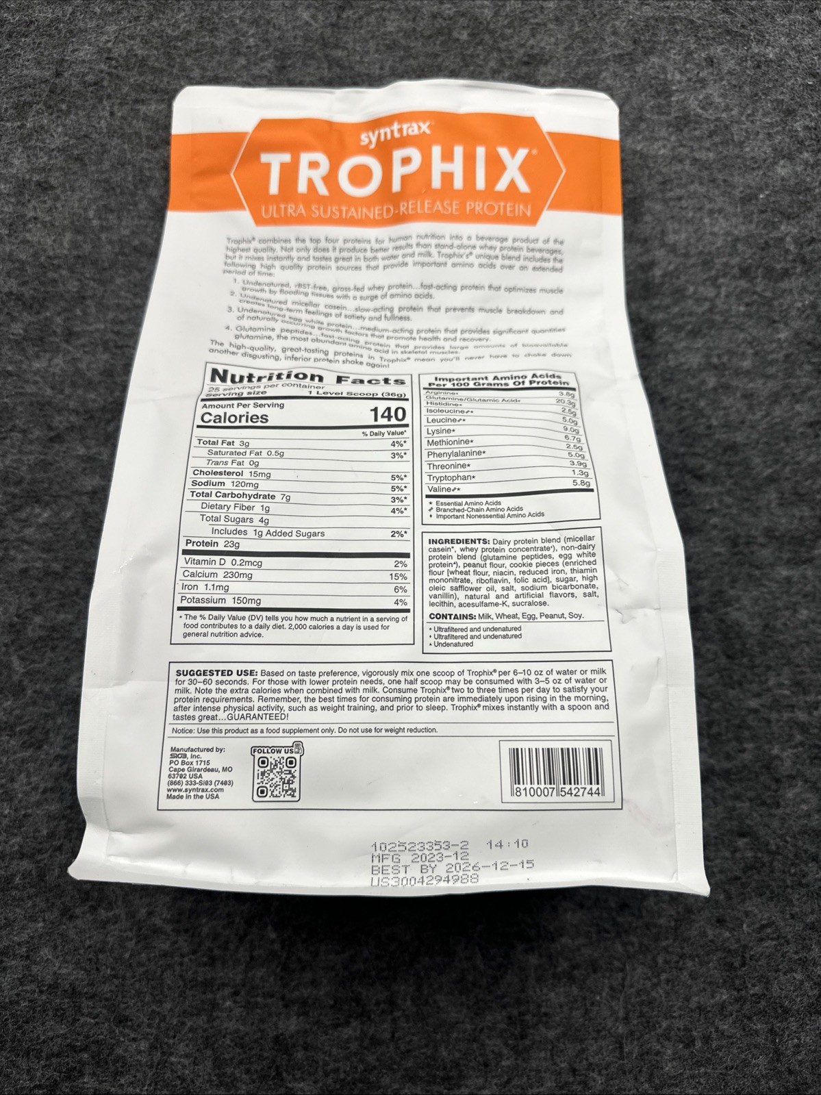 Syntrax Trophix Ultra Sustained-Release Protein Powder Peanut Butter Wafer 2lb